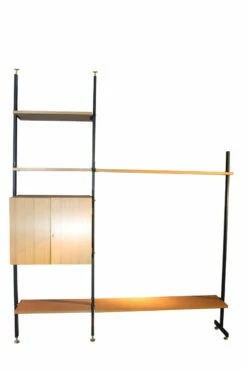 Mid-Century Iron & Formica Shelf With Brass Feet