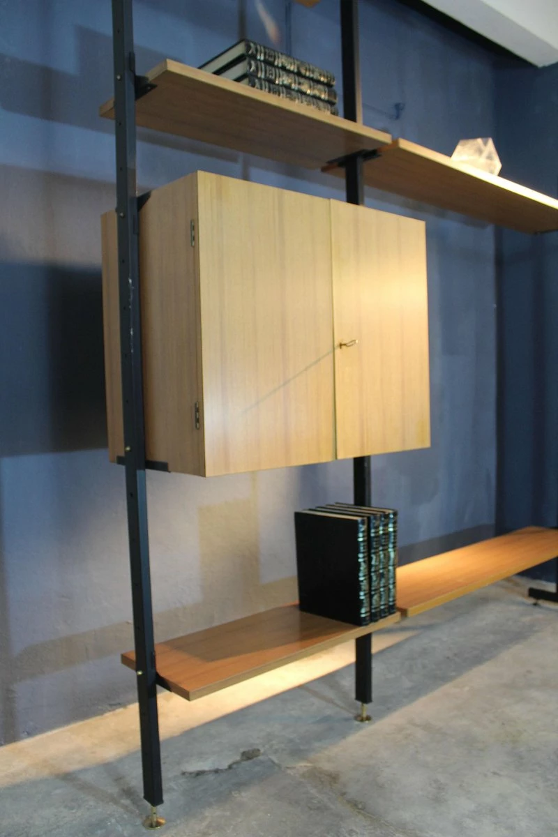 Mid-Century Iron & Formica Shelf With Brass Feet 6 Mid-Century Iron & Formica Shelf With Brass Feet - Image 4