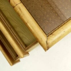 Mid-Century Italian Glass Bamboo & Wicker Desk With Drawers, 1980s -PAMONO Sales mid century italian glass bamboo wicker desk with drawers 1980s 7