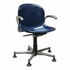 Mid-Century Italian Modern Blue Plastic Swivel Chair, 1970s