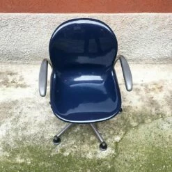 Mid-Century Italian Modern Blue Plastic Swivel Chair, 1970s -PAMONO Sales mid century italian modern blue plastic swivel chair 1970s 6