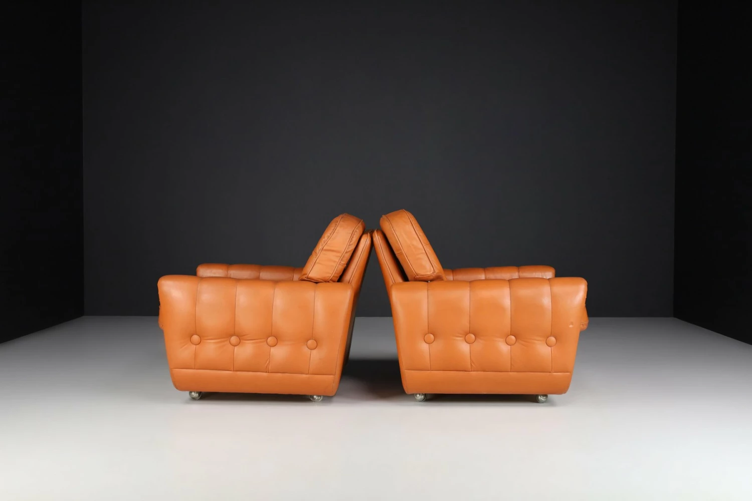 Mid-Century Leather Lounge Chairs, France, 1960s, Set Of 2 10 Mid-Century Leather Lounge Chairs, France, 1960s, Set Of 2 - Image 8