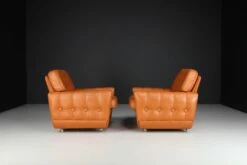 Mid-Century Leather Lounge Chairs, France, 1960s, Set Of 2 20 Mid-Century Leather Lounge Chairs, France, 1960s, Set Of 2 -PAMONO Sales mid century leather lounge chairs france 1960s set of 2 9