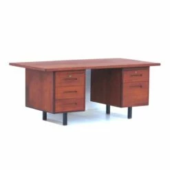 Mid-Century Modern Executive Writing Desk In Teak, 1960s 9 Mid-Century Modern Executive Writing Desk In Teak, 1960s -PAMONO Sales mid century modern executive writing desk in teak 1960s 2