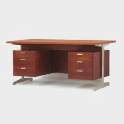 Mid-Century Modern Executive Writing Desk In Teak By Cees Braakman For Pastoe -PAMONO Sales mid century modern executive writing desk in teak by cees braakman for pastoe 3