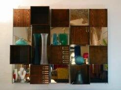 Modular Wood And Mirror Wall Unit, 1970s 26 Modular Wood And Mirror Wall Unit, 1970s -PAMONO Sales modular wood and mirror wall unit 1970s 11