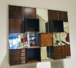Modular Wood And Mirror Wall Unit, 1970s 27 Modular Wood And Mirror Wall Unit, 1970s -PAMONO Sales modular wood and mirror wall unit 1970s 12