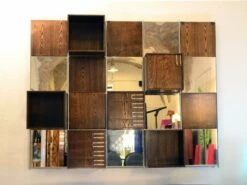 Modular Wood And Mirror Wall Unit, 1970s 28 Modular Wood And Mirror Wall Unit, 1970s -PAMONO Sales modular wood and mirror wall unit 1970s 13