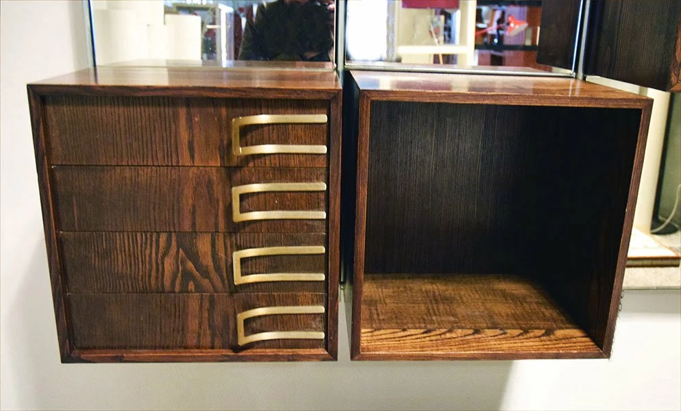 Modular Wood And Mirror Wall Unit, 1970s 16 Modular Wood And Mirror Wall Unit, 1970s - Image 14