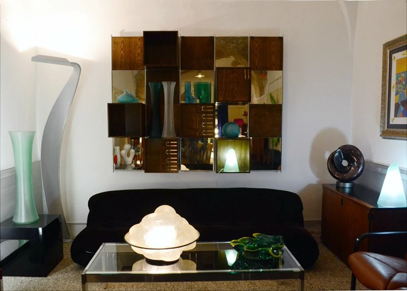 Modular Wood And Mirror Wall Unit, 1970s 6 Modular Wood And Mirror Wall Unit, 1970s - Image 4