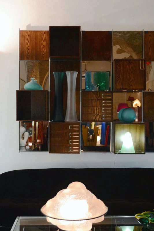 Modular Wood And Mirror Wall Unit, 1970s 11 Modular Wood And Mirror Wall Unit, 1970s - Image 9