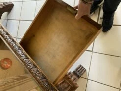 Oak And Glass Desk With Decorations -PAMONO Sales oak and glass desk with decorations 3