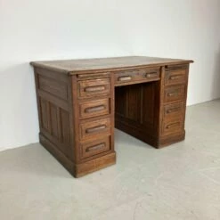 Oak Double Pedestal Bankers Desk, 1940s -PAMONO Sales oak double pedestal bankers desk 1940s 2