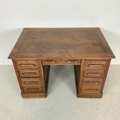 Oak Double Pedestal Bankers Desk, 1940s -PAMONO Sales oak double pedestal bankers desk 1940s 3