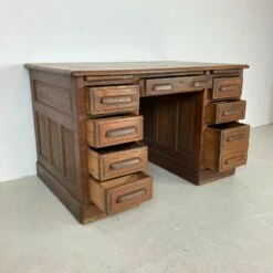 Oak Double Pedestal Bankers Desk, 1940s -PAMONO Sales oak double pedestal bankers desk 1940s 8
