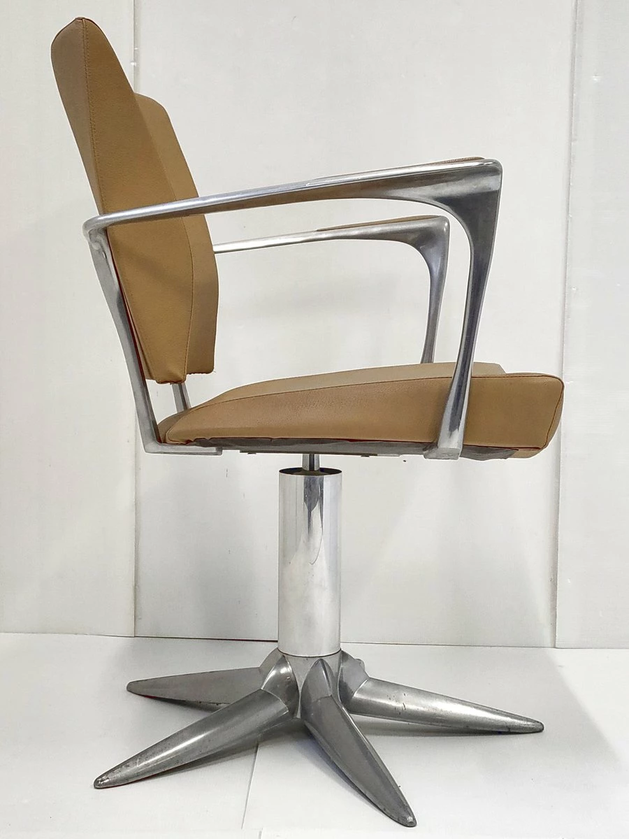 Pivoting Armchairs In Leather And Aluminum, 1970, Set Of 2 4 Pivoting Armchairs In Leather And Aluminum, 1970, Set Of 2 - Image 2