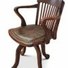 Railback Swivel Desk Chair In Oak And Leather, 1920s -PAMONO Sales railback swivel desk chair in oak and leather 1920s 1