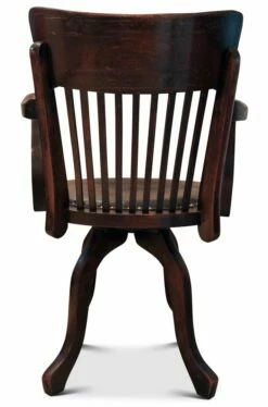 Railback Swivel Desk Chair In Oak And Leather, 1920s -PAMONO Sales railback swivel desk chair in oak and leather 1920s 4