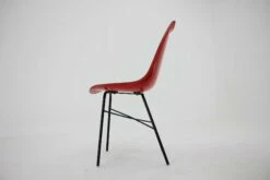 Red Fiberglass Dining Or Desk Chair, Czechoslovakia, 1960s -PAMONO Sales red fiberglass dining or desk chair czechoslovakia 1960s 3