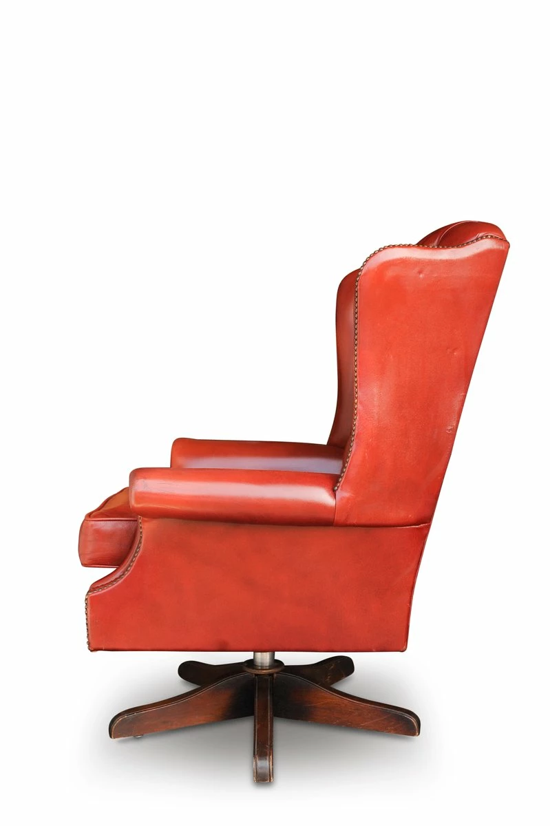 Red Leather Deep Button Back Chesterfield Swivel Desk Chair From Art Forma, UK, 1960s 4 Red Leather Deep Button Back Chesterfield Swivel Desk Chair From Art Forma, UK, 1960s - Image 2