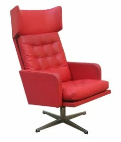 Red Leatherette Swivel Armchair, 1970s -PAMONO Sales red leatherette swivel armchair 1970s 3