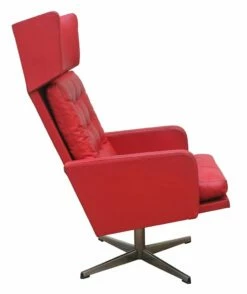 Red Leatherette Swivel Armchair, 1970s -PAMONO Sales red leatherette swivel armchair 1970s 4