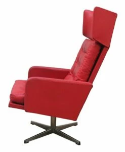 Red Leatherette Swivel Armchair, 1970s -PAMONO Sales red leatherette swivel armchair 1970s 8