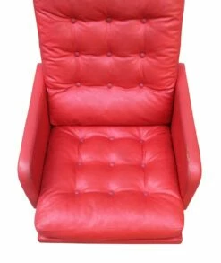 Red Leatherette Swivel Armchair, 1970s -PAMONO Sales red leatherette swivel armchair 1970s 9