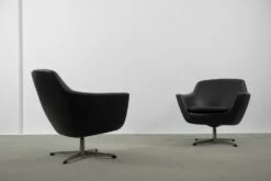 Scandinavian Vintage Black Swivel Chairs, 1970s, Set Of 2 -PAMONO Sales scandinavian vintage black swivel chairs 1970s set of 2 5