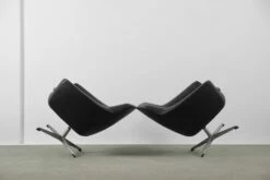 Scandinavian Vintage Black Swivel Chairs, 1970s, Set Of 2 -PAMONO Sales scandinavian vintage black swivel chairs 1970s set of 2 8