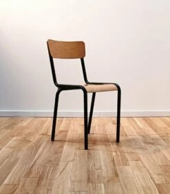 School Desk Chair In Wood & Metal
