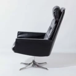 Sedia Swivel Chair In Black Leather Attributed To Horst Brüning For Cor, 1960s -PAMONO Sales sedia swivel chair in black leather attributed to horst bruening for cor 1960s 4