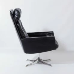 Sedia Swivel Chair In Black Leather Attributed To Horst Brüning For Cor, 1960s -PAMONO Sales sedia swivel chair in black leather attributed to horst bruening for cor 1960s 7