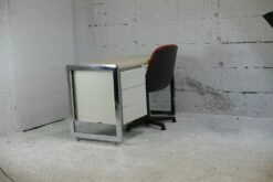 Space Age Lacquered & Chromed Steel Desk, France, 1970s -PAMONO Sales space age lacquered chromed steel desk france 1970s 14