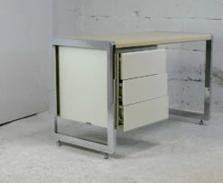 Space Age Lacquered & Chromed Steel Desk, France, 1970s -PAMONO Sales space age lacquered chromed steel desk france 1970s 17