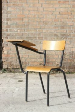 Steel & Wood Student Desk Chair By Jacques Hitier, France, 1950s