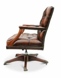 Swivel Desk Chair In Polished Brown Leather, 1970s -PAMONO Sales swivel desk chair in polished brown leather 1970s 3