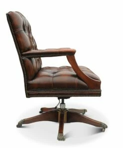 Swivel Desk Chair In Polished Brown Leather, 1970s -PAMONO Sales swivel desk chair in polished brown leather 1970s 5