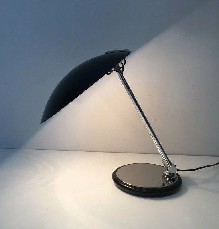 Swivel Desk Lamp In Chrome & Black Lacquered Metal 4 Swivel Desk Lamp In Chrome & Black Lacquered Metal - Image 2