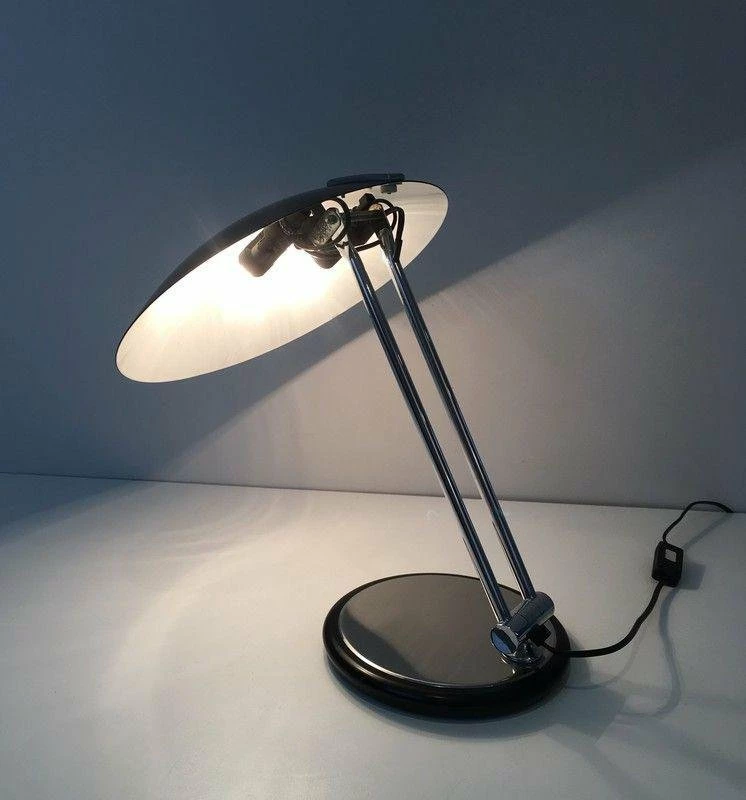 Swivel Desk Lamp In Chrome & Black Lacquered Metal 8 Swivel Desk Lamp In Chrome & Black Lacquered Metal - Image 6