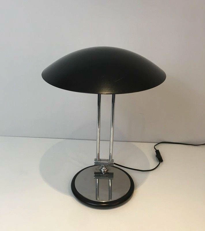 Swivel Desk Lamp In Chrome & Black Lacquered Metal 11 Swivel Desk Lamp In Chrome & Black Lacquered Metal - Image 9