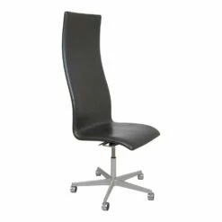 Tall Oxford Office Chair In Original Brown Leather By Arne Jacobsen -PAMONO Sales tall oxford office chair in original brown leather by arne jacobsen 3