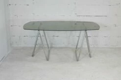 Tubular Steel Desk With Smoked Glass Top, 1970s