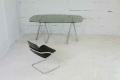 Tubular Steel Desk With Smoked Glass Top, 1970s -PAMONO Sales tubular steel desk with smoked glass top 1970s 10