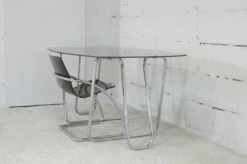 Tubular Steel Desk With Smoked Glass Top, 1970s -PAMONO Sales tubular steel desk with smoked glass top 1970s 12