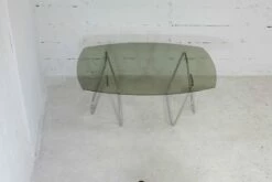 Tubular Steel Desk With Smoked Glass Top, 1970s -PAMONO Sales tubular steel desk with smoked glass top 1970s 13