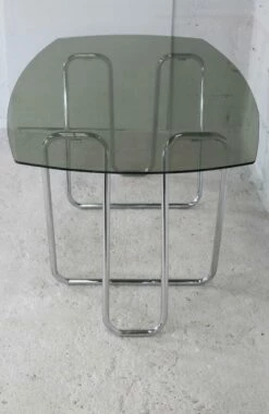 Tubular Steel Desk With Smoked Glass Top, 1970s -PAMONO Sales tubular steel desk with smoked glass top 1970s 3
