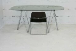 Tubular Steel Desk With Smoked Glass Top, 1970s -PAMONO Sales tubular steel desk with smoked glass top 1970s 9