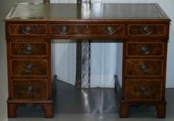 Victorian Burr Oak & Walnut Merryweather Desk, 1885 -PAMONO Sales victorian burr oak walnut merryweather desk 1885 3