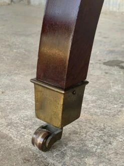 Victorian Library Writing Table With Brown Leather Top -PAMONO Sales victorian library writing table with brown leather top 15